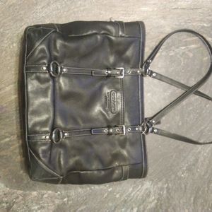 Coach solid black leather bag